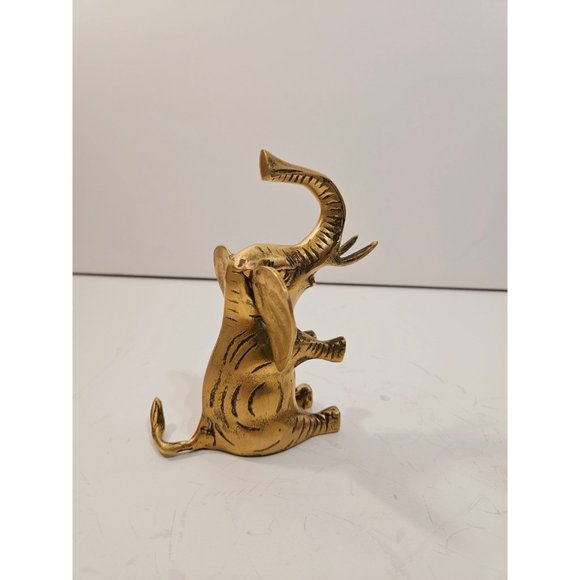 vintage Solid Brass Elephant with Trunk Up heavy - Picture 4 of 10
